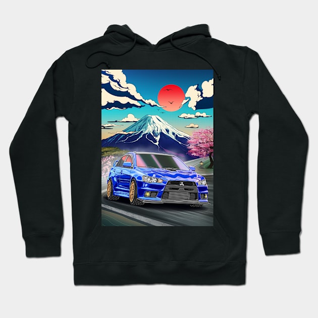 Mitsubishi Evolution 10 (2007) Japanese Art Style Hoodie by Guyvit